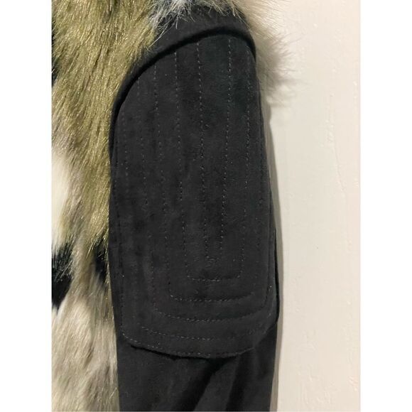 NWOT BCBGMAXAZRIA Faux Fur Dimitri Jacket in Dark Fatigue Combo - Picture 14 of 14